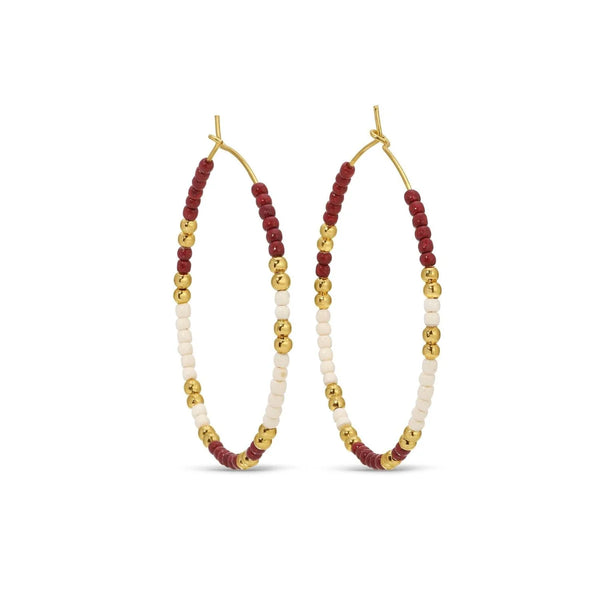 Round wire Beaded Hoop Earrings