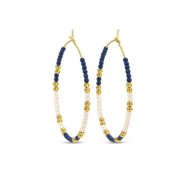 Round wire Beaded Hoop Earrings