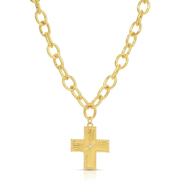 Oval Link CZ Cross Chain