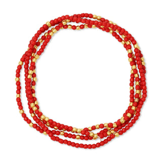 2mm Stretch Seed Bead Bracelets with Gold Bead Accents