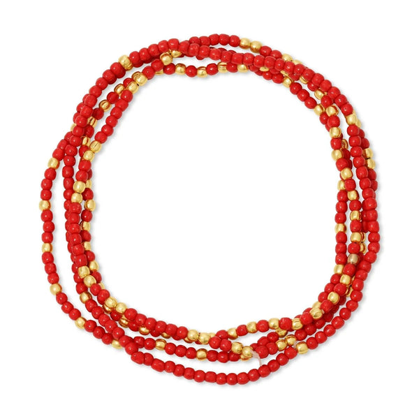2mm stretch seed beed bracelets with gold bead accents