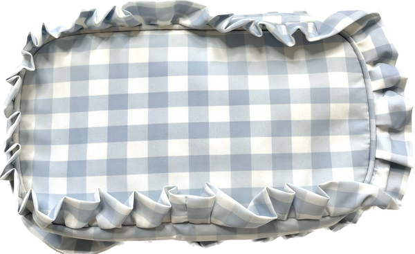 Large Ruffle Cosmetic Bag- Baby Blue