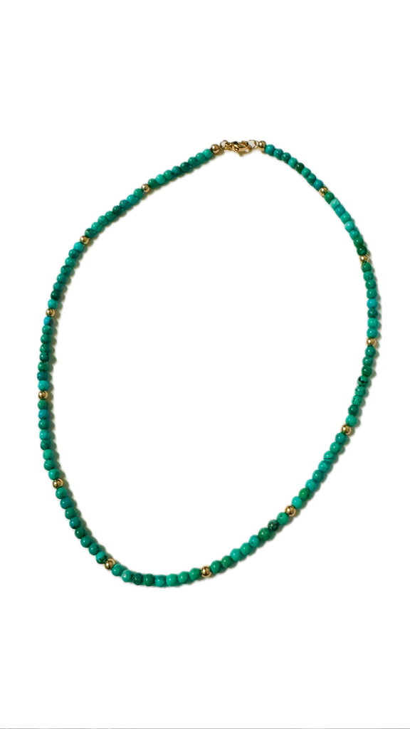 Turquoise Stone/ Gold Bead Necklace