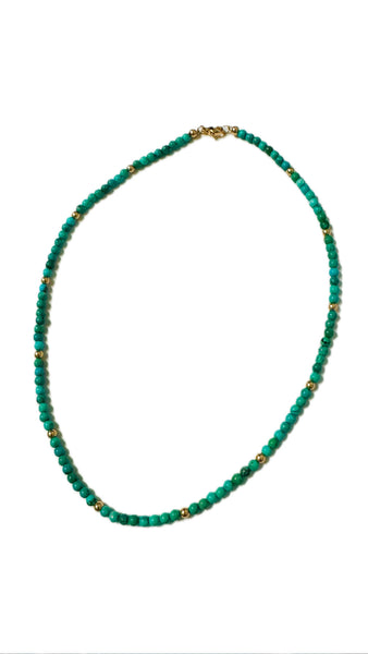 Turquoise Stone/ Gold Bead Necklace