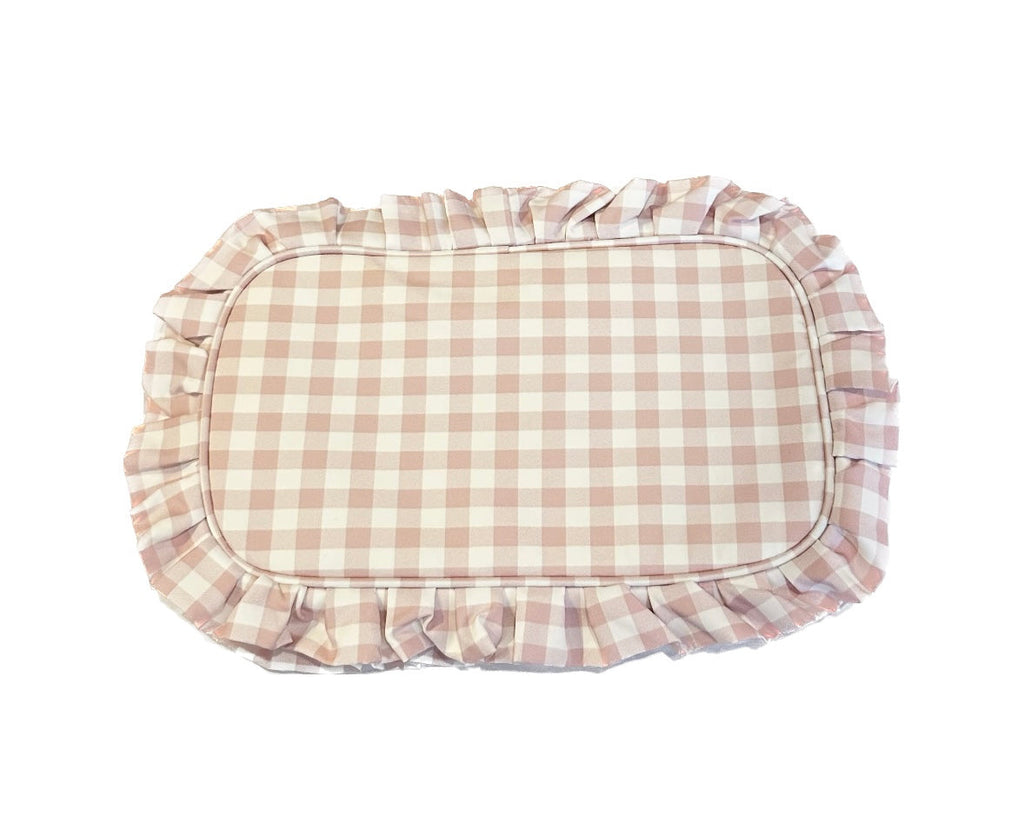 X-Large Ruffle Cosmetic Bag- Nude