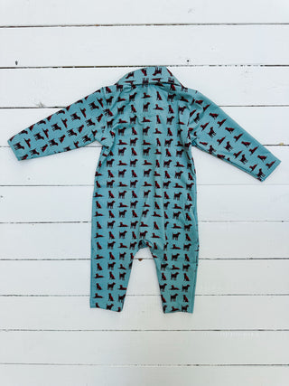 Banks Dog Print L/S Performance Polo Romper