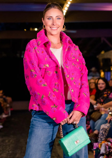 Fuchsia Floral Sherpa Jacket