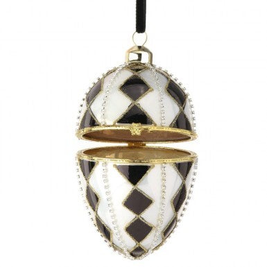 Glass Faberge' Hinge Egg Ornament