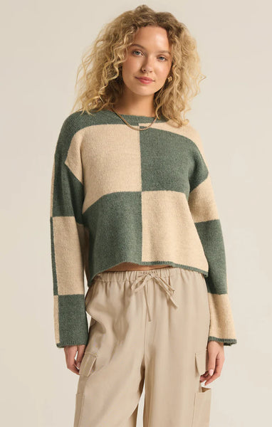 Rosi Blocked Sweater in Palm Green