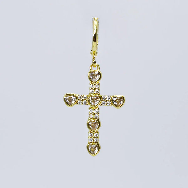 Cross of Hearts Crystal Charm