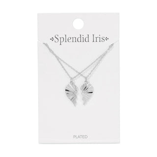Be Connected - Pair of Heart Halves Friendship Necklaces-Silver