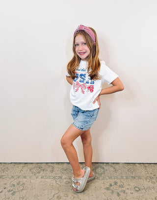 USA Gingham Bow Patch Graphic Tee