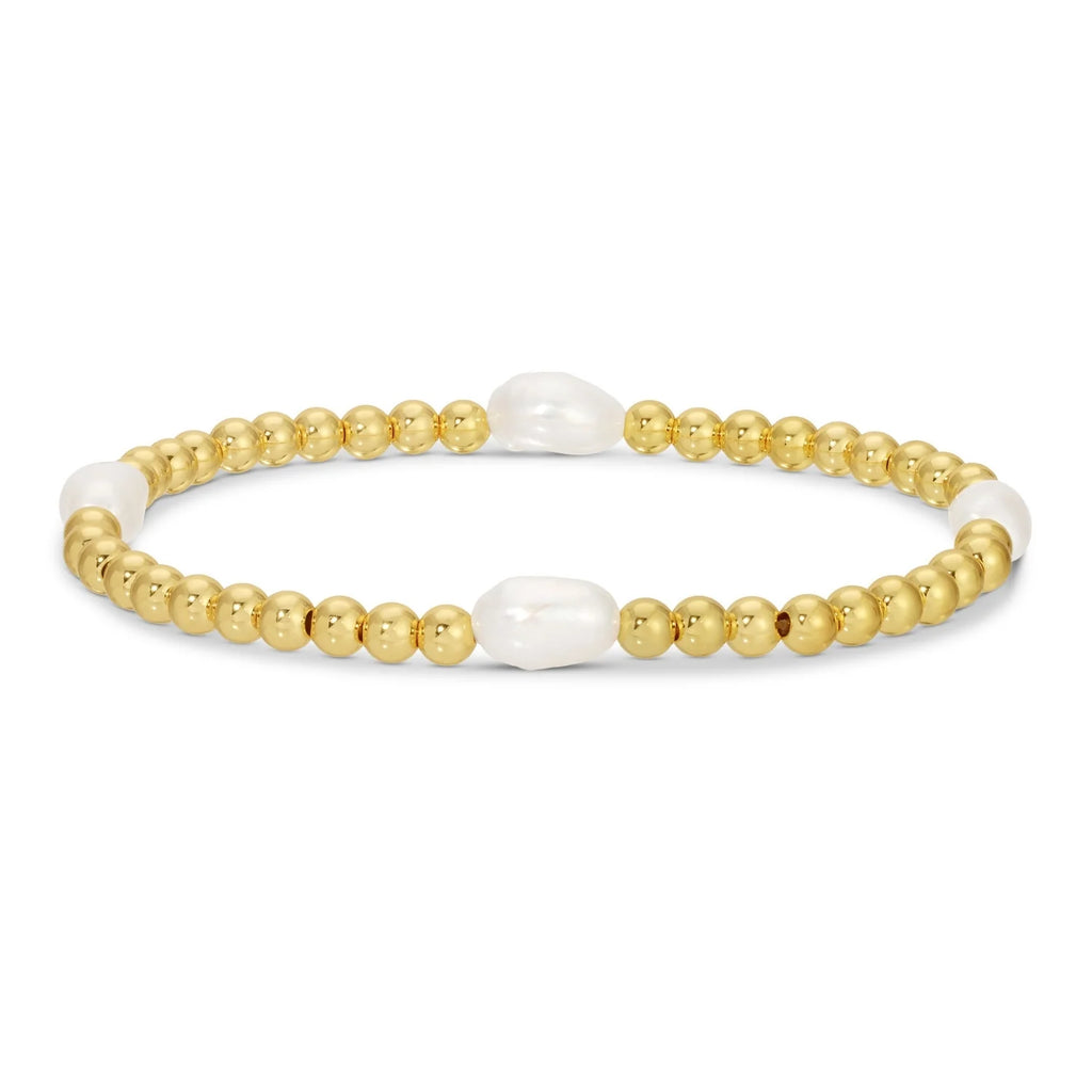 Gold/ Pearl Stretch Bracelets 4mm