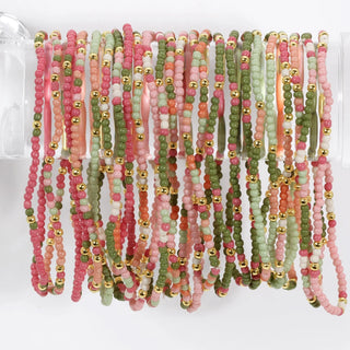 2mm Stretch Seed Bead Bracelets with Gold Bead Accents