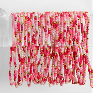 2mm Stretch Seed Bead Bracelets with Gold Bead Accents