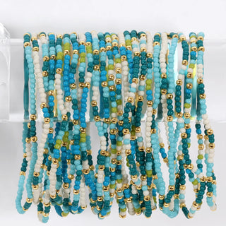 2mm Stretch Seed Bead Bracelets with Gold Bead Accents