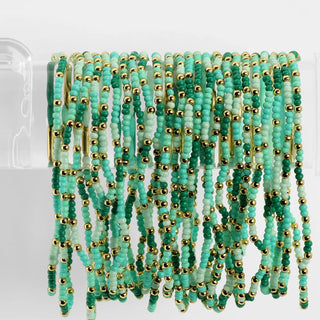 2mm Stretch Seed Bead Bracelets with Gold Bead Accents