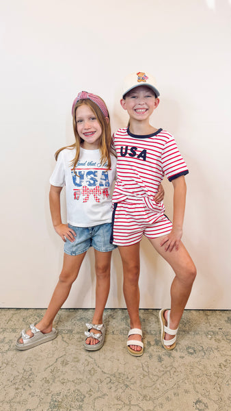 USA Gingham Bow Patch Graphic Tee