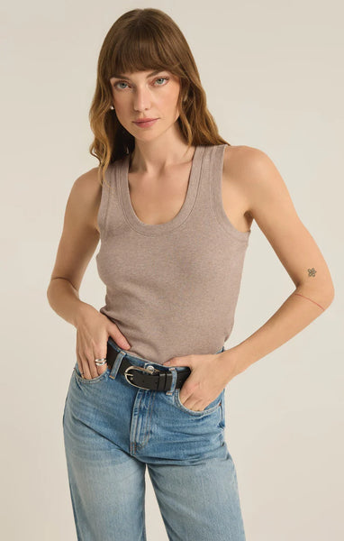 Sirena Rib Tank- Heather Taupe