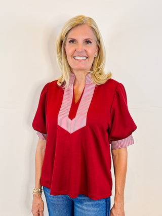 Joelle Striped Collar Top