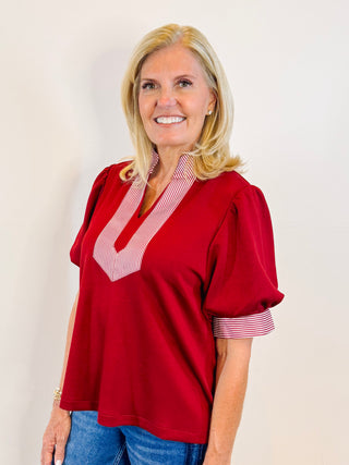 Joelle Striped Collar Top