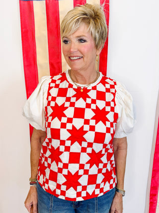 Quilted Pouf Sleeve Top