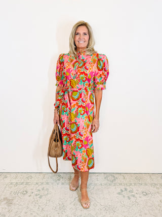 Bouquet Midi Shirt Dress