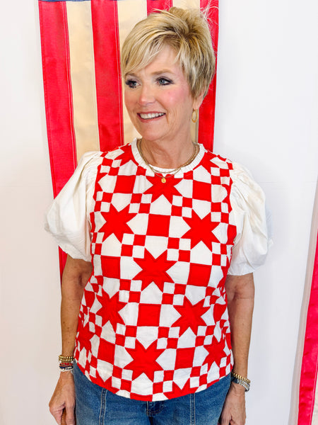 Quilted Pouf Sleeve Top