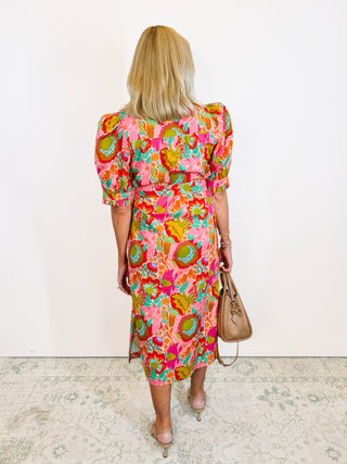 Bouquet Midi Shirt Dress