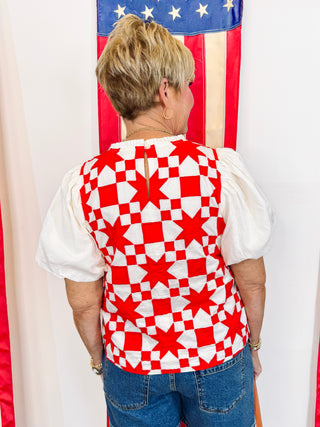 Quilted Pouf Sleeve Top
