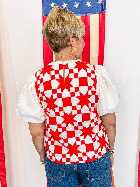 Quilted Pouf Sleeve Top