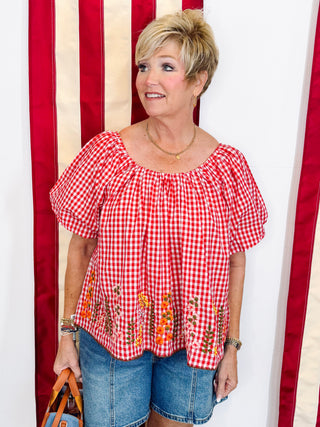 Gingham & Flowers Top