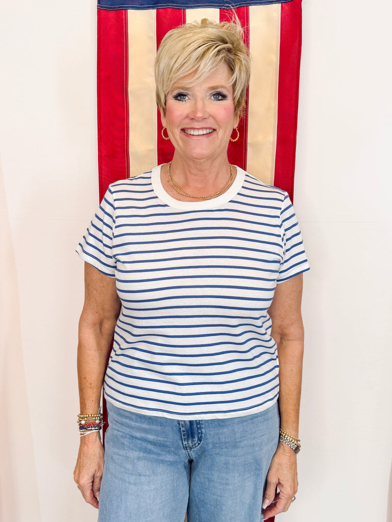 Junie Striped Tee - Navy
