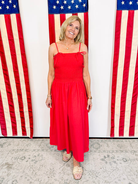Ruby Red Rouge Smocked Dress