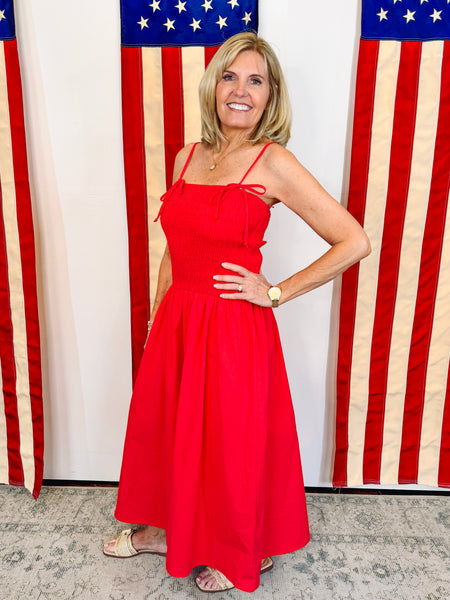 Ruby Red Rouge Smocked Dress