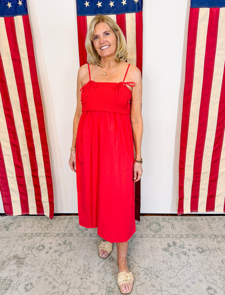 Ruby Red Rouge Smocked Dress
