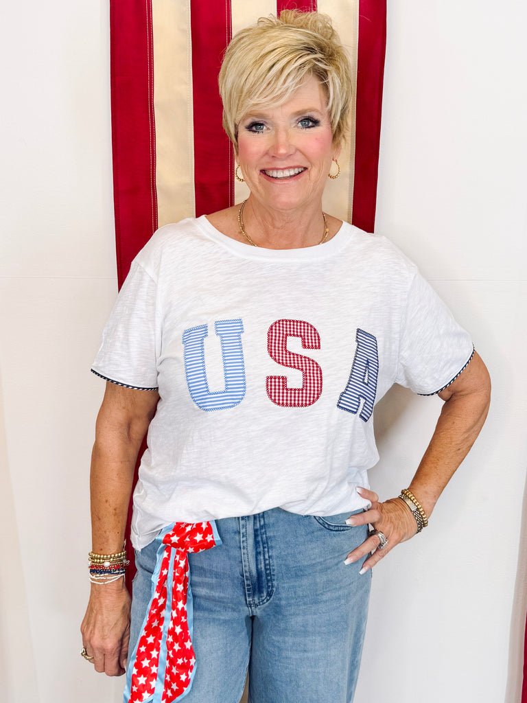 "USA" Relaxed Tee in White