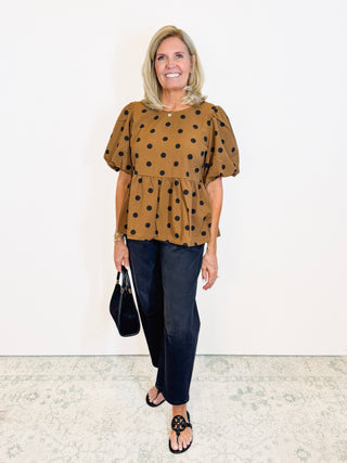 Puff Sleeve Polkadot Top
