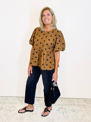 Puff Sleeve Polkadot Top