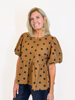 Puff Sleeve Polkadot Top
