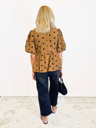 Puff Sleeve Polkadot Top