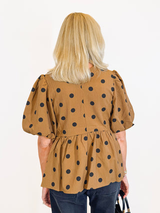 Puff Sleeve Polkadot Top