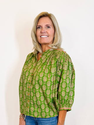Yoke Embroidered Top