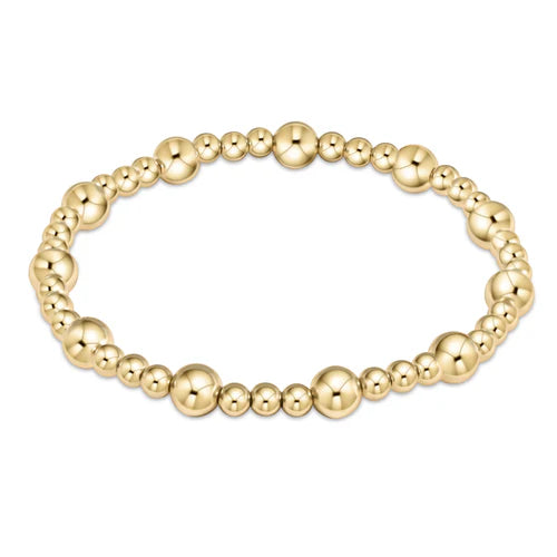 Extends classic sincerity pattern 6mm bead bracelet - gold