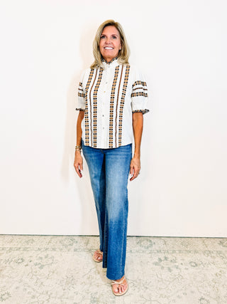 Rows of Embroidery Top