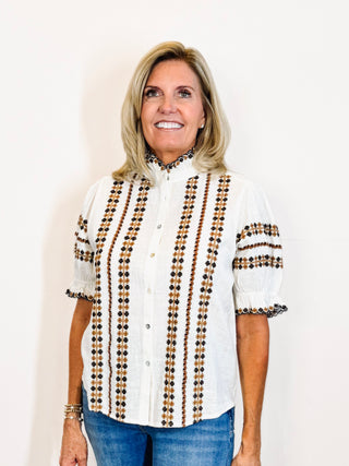 Rows of Embroidery Top