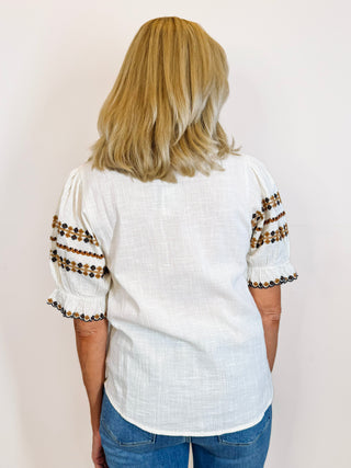 Rows of Embroidery Top
