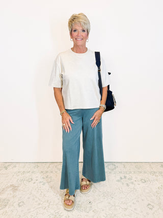 Scout Jersey Crop Flare Pant Emerald Cove