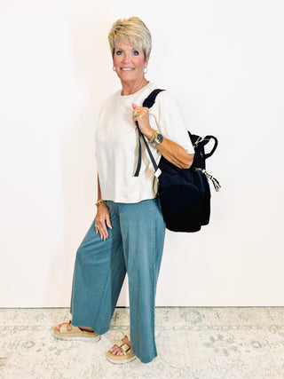 Scout Jersey Crop Flare Pant Emerald Cove