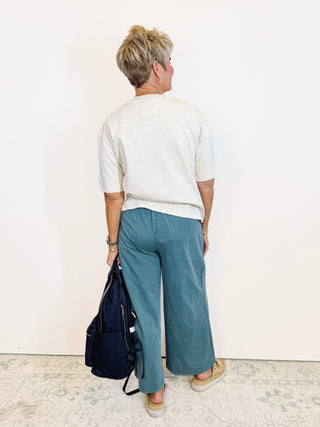 Scout Jersey Crop Flare Pant Emerald Cove